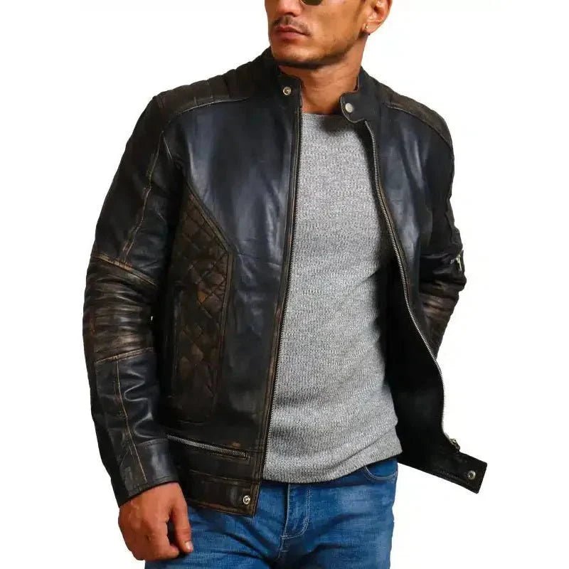 Gothic Skull and Crossbones Biker Jacket - Vox Leather