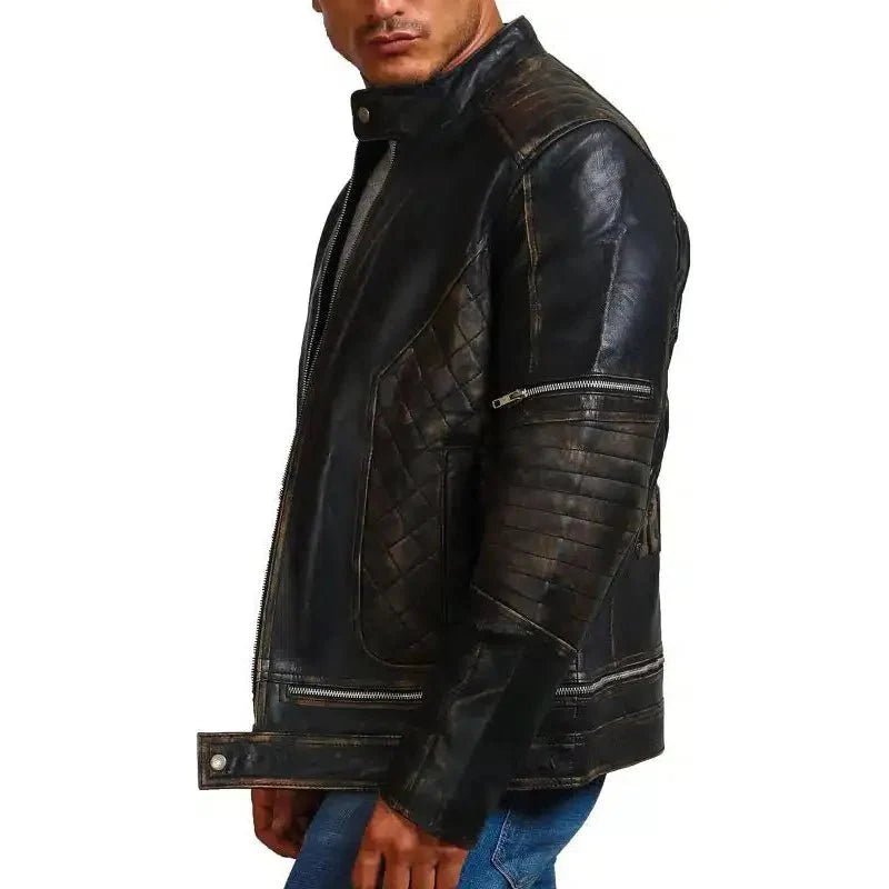 Gothic Skull and Crossbones Biker Jacket - Vox Leather