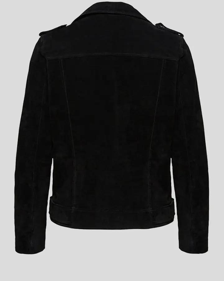 Gracie Black Suede Biker Leather Jacket - Vox Leather