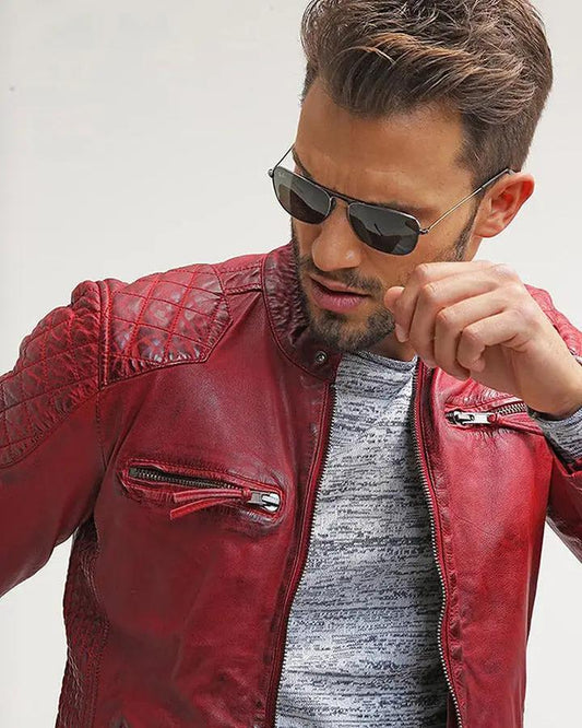 Hank Red Quilted Leather Jacket - Rare Leather