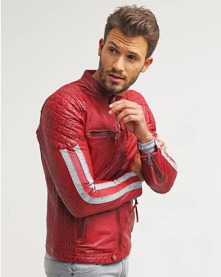 Hank Red Quilted Leather Jacket - Rare Leather