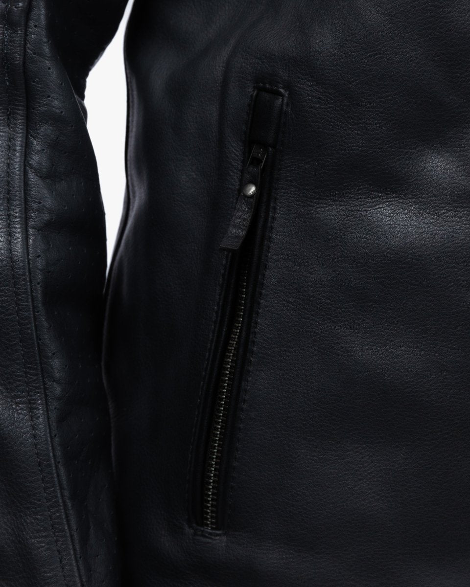 Hanzo Black & Ivory Leather Motorcycle Jacket - Vox Leather