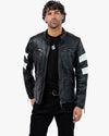 Hanzo Black & Ivory Leather Motorcycle Jacket - Vox Leather