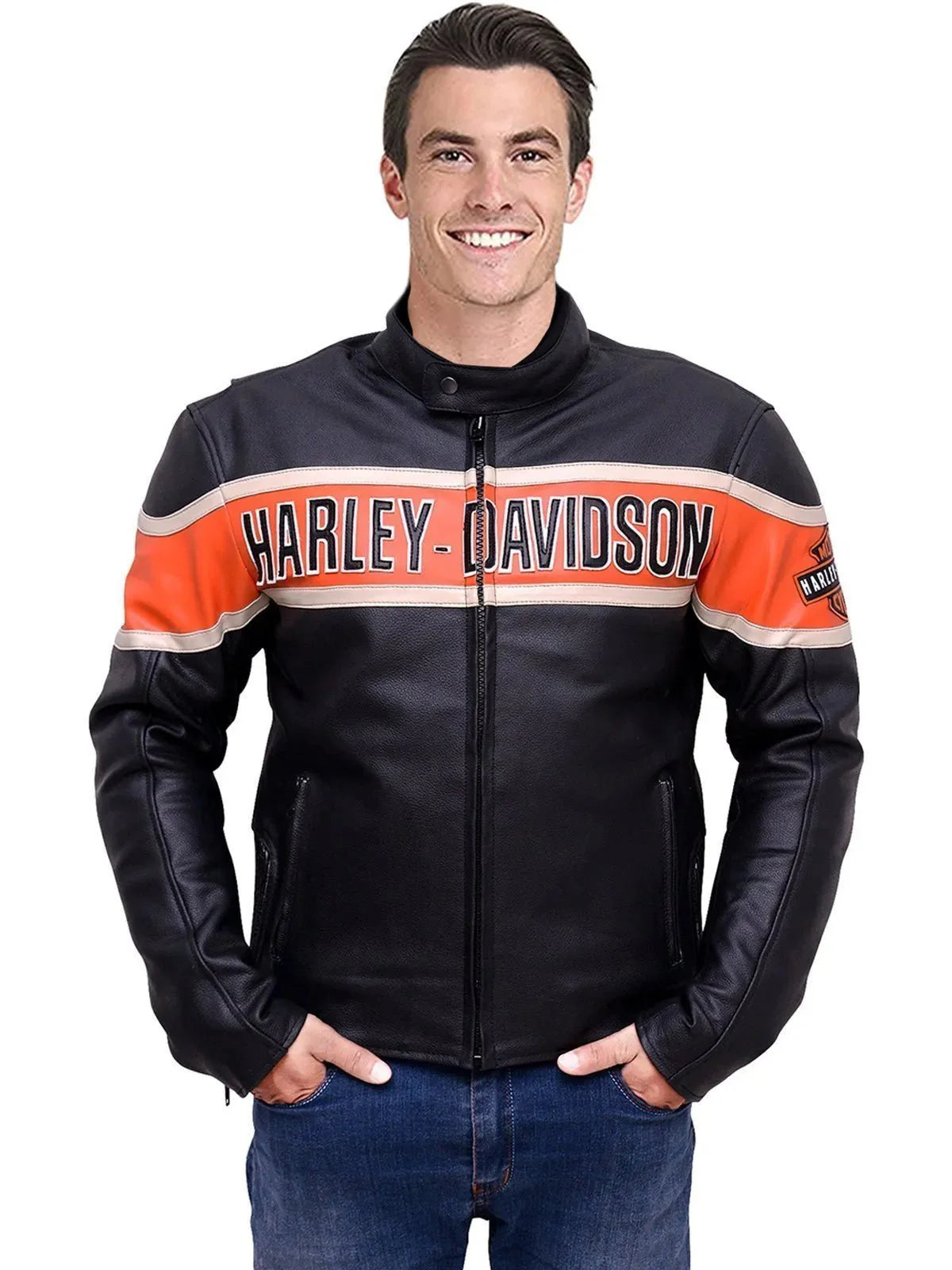 Harley Davidson Biker Genuine Leather Jacket Victoria Lane Style - Rare Leather