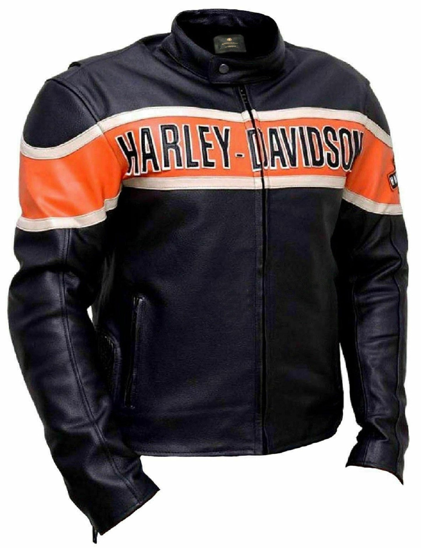 Harley Davidson Biker Genuine Leather Jacket Victoria Lane Style - Rare Leather