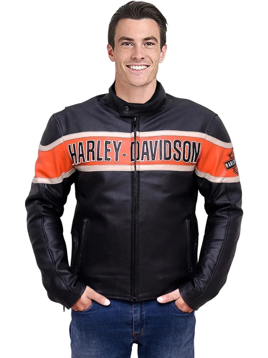 Harley Davidson Biker Genuine Leather Jacket Victoria Lane Style - Vox Leather