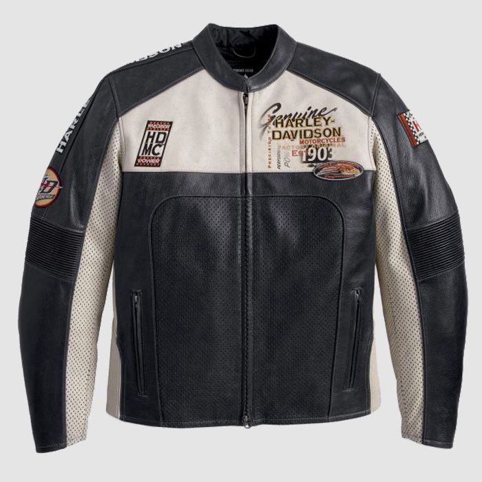 Harley Davidson Men Regulator Perforated Leather Jacket - Vox Leather