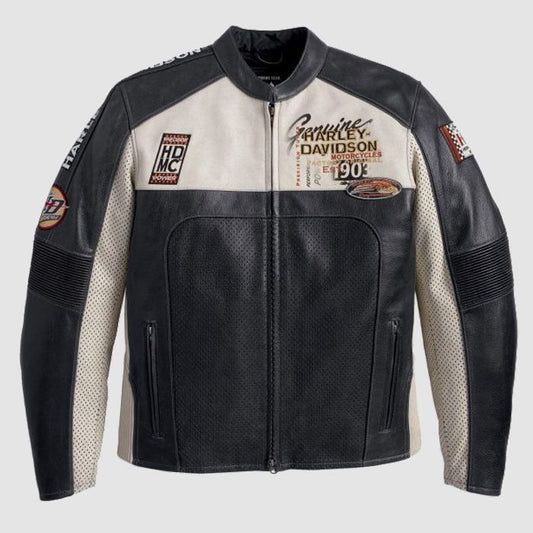 Harley Davidson Men Regulator Perforated Leather Jacket - Vox Leather
