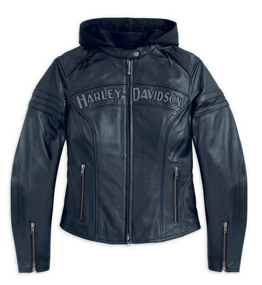 Harley-Davidson Women's Miss Enthusiast Leather Hood Jacket - Vox Leather