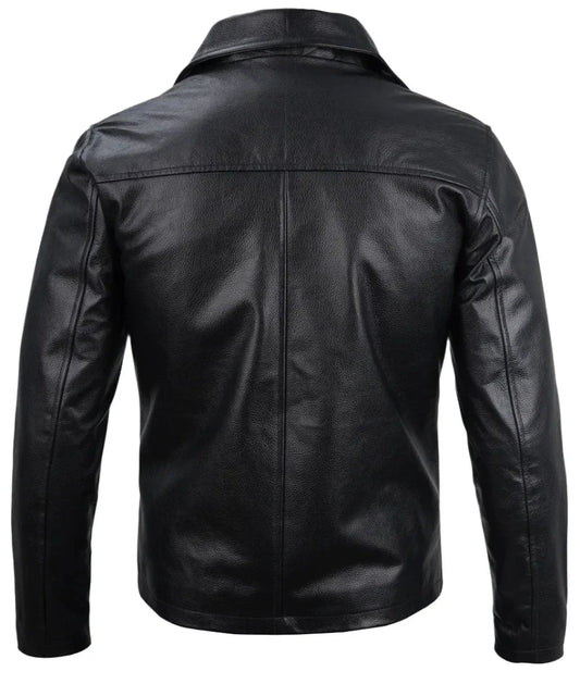 Harrington Men's Black Harrington Cowhide Leather Jacket - Rare Leather