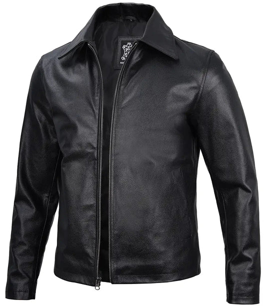 Harrington Men's Black Harrington Cowhide Leather Jacket - Rare Leather