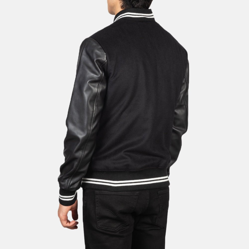 Harrison Black Hybrid Varsity Jacket - Vox Leather
