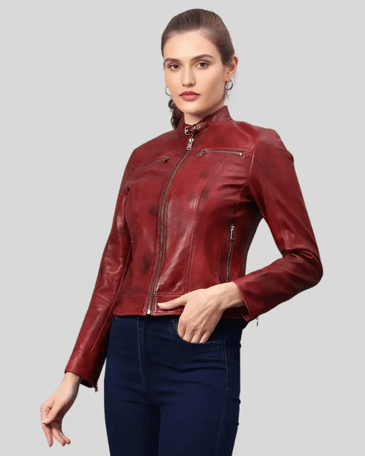 Hazal Red Racer Leather Jacket - Vox Leather