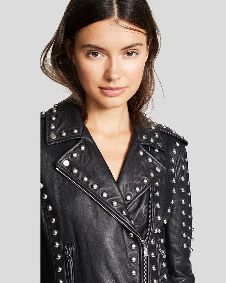 Hazel Black Studded Leather Jacket - Rare Leather