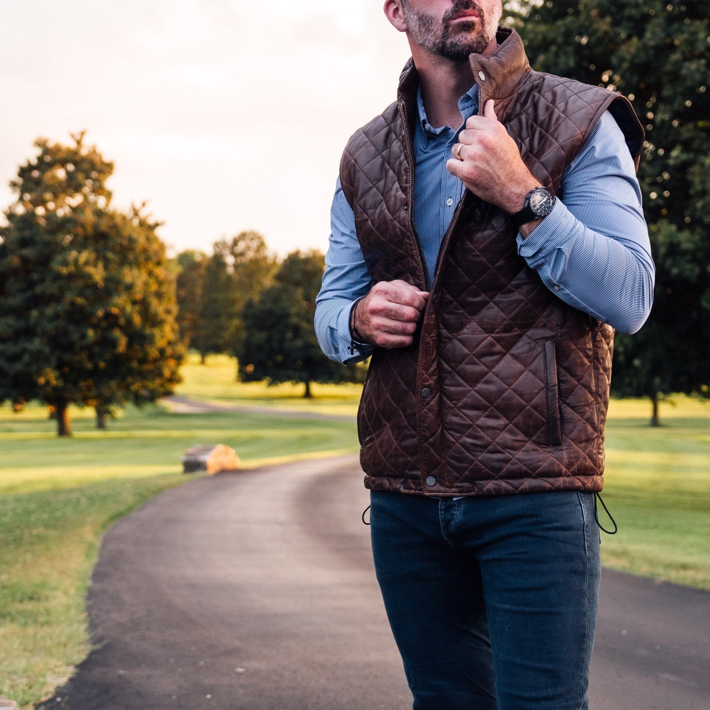 Highlands Quilted Leather Vest - Rare Leather