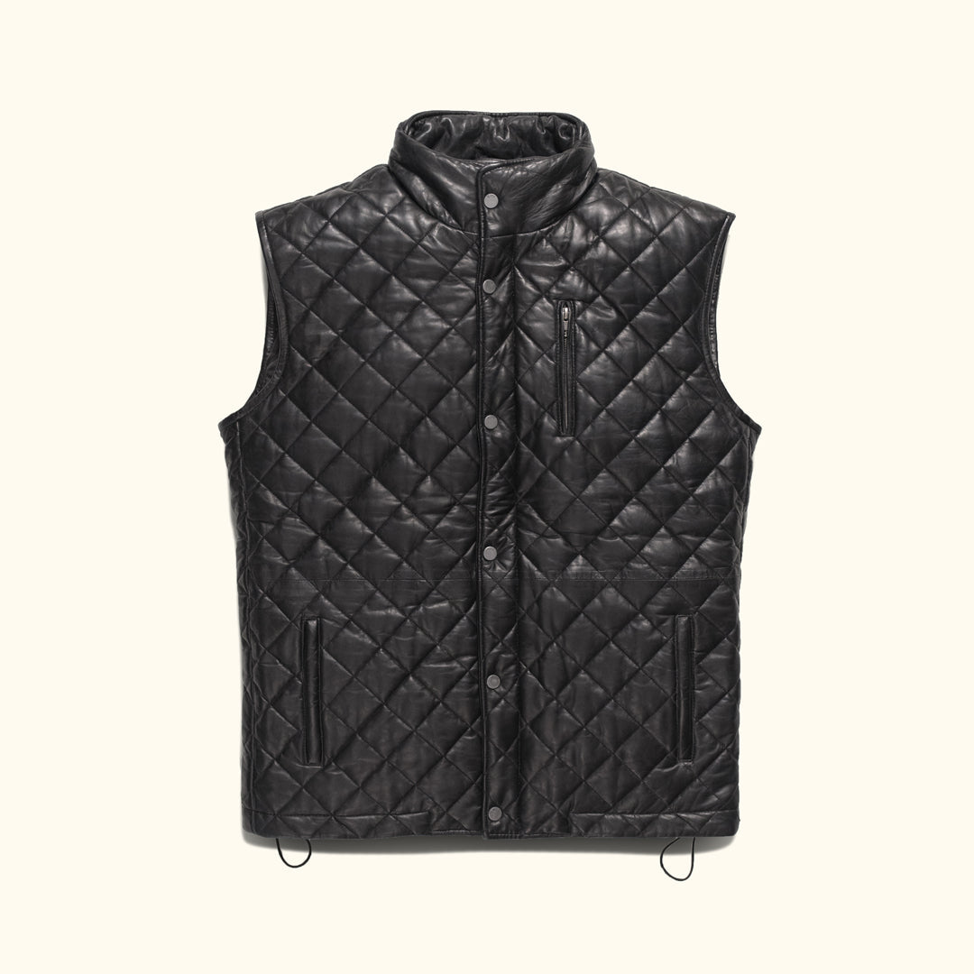 Highlands Quilted Leather Vest | Black - Vox Leather
