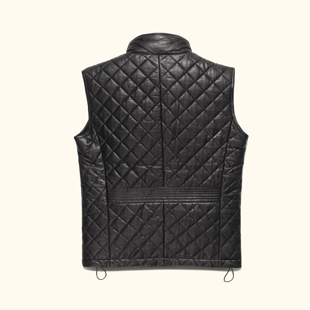 Highlands Quilted Leather Vest | Black - Vox Leather