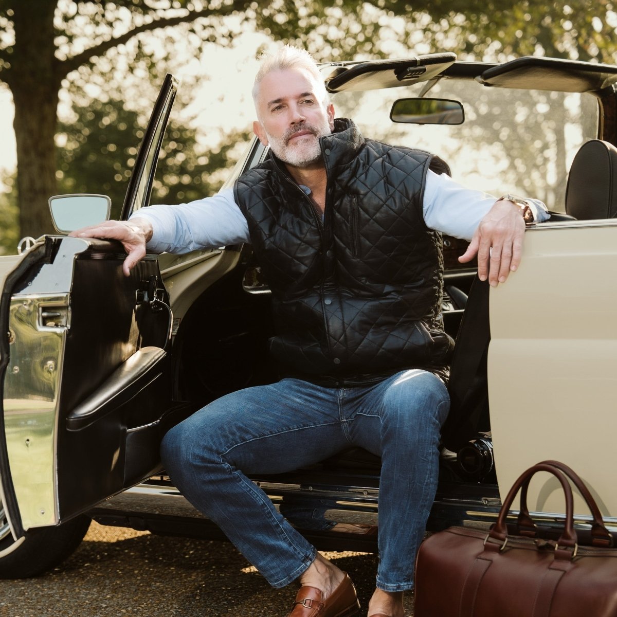 Highlands Quilted Leather Vest | Black - Vox Leather