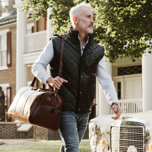 Highlands Quilted Leather Vest | Black - Vox Leather