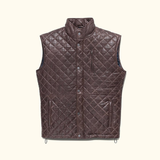 Highlands Quilted Leather Vest - Vox Leather
