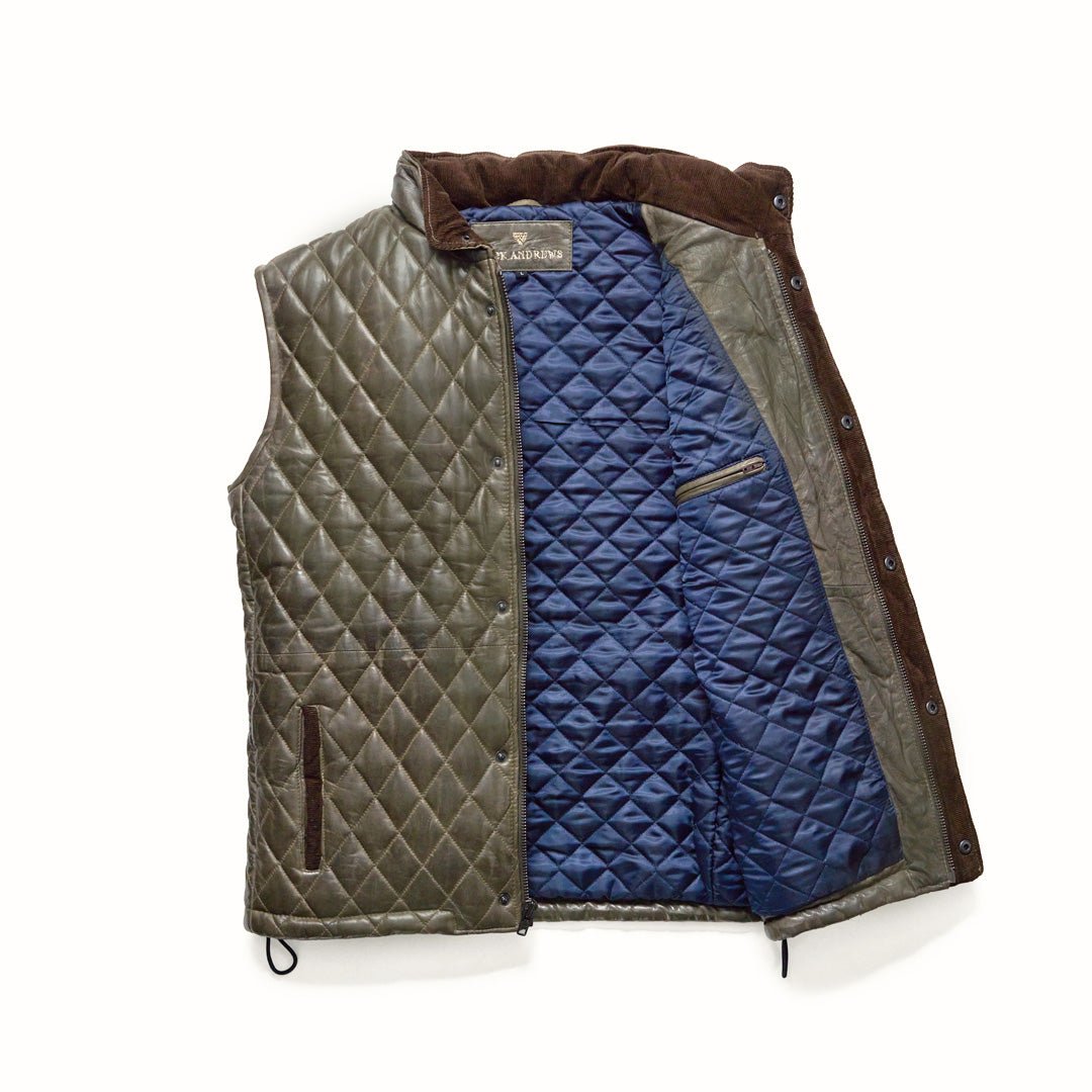 Highlands Quilted Leather Vest - Vox Leather