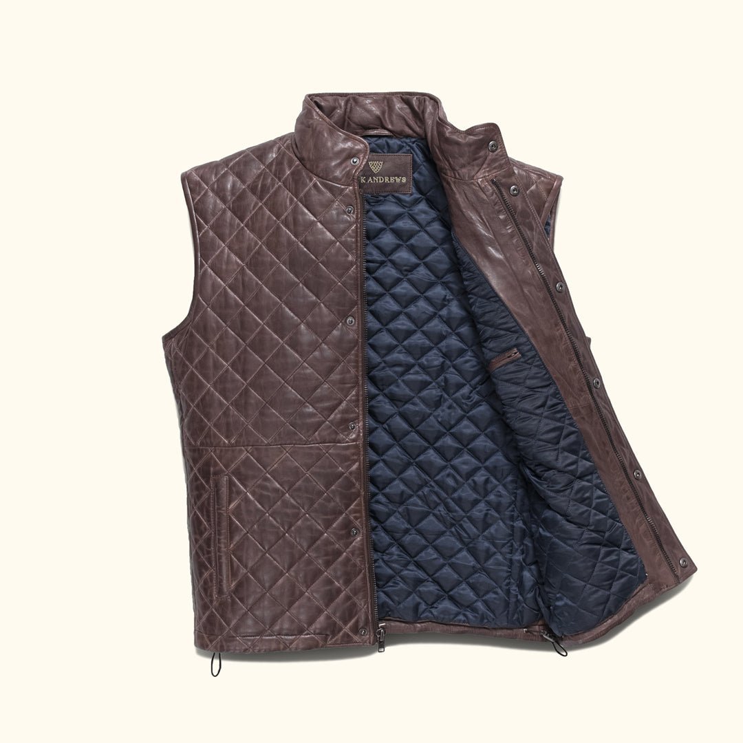 Highlands Quilted Leather Vest - Vox Leather