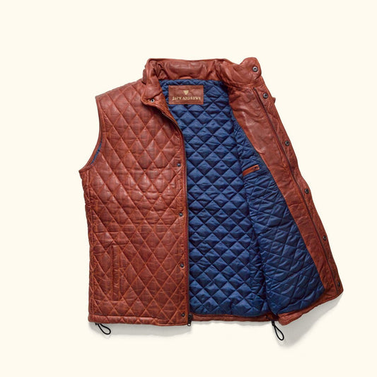 Highlands Quilted Leather Vest - Vox Leather