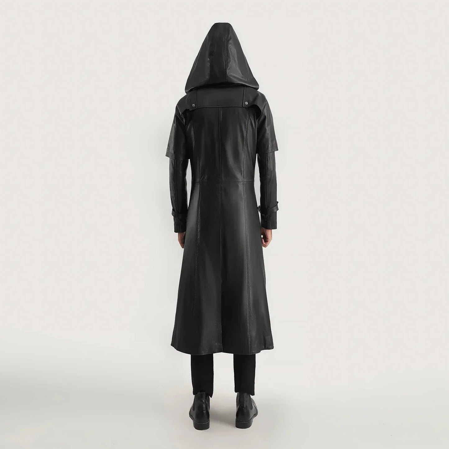 Huntsman Black Hooded Leather Trench Coat - Rare Leather