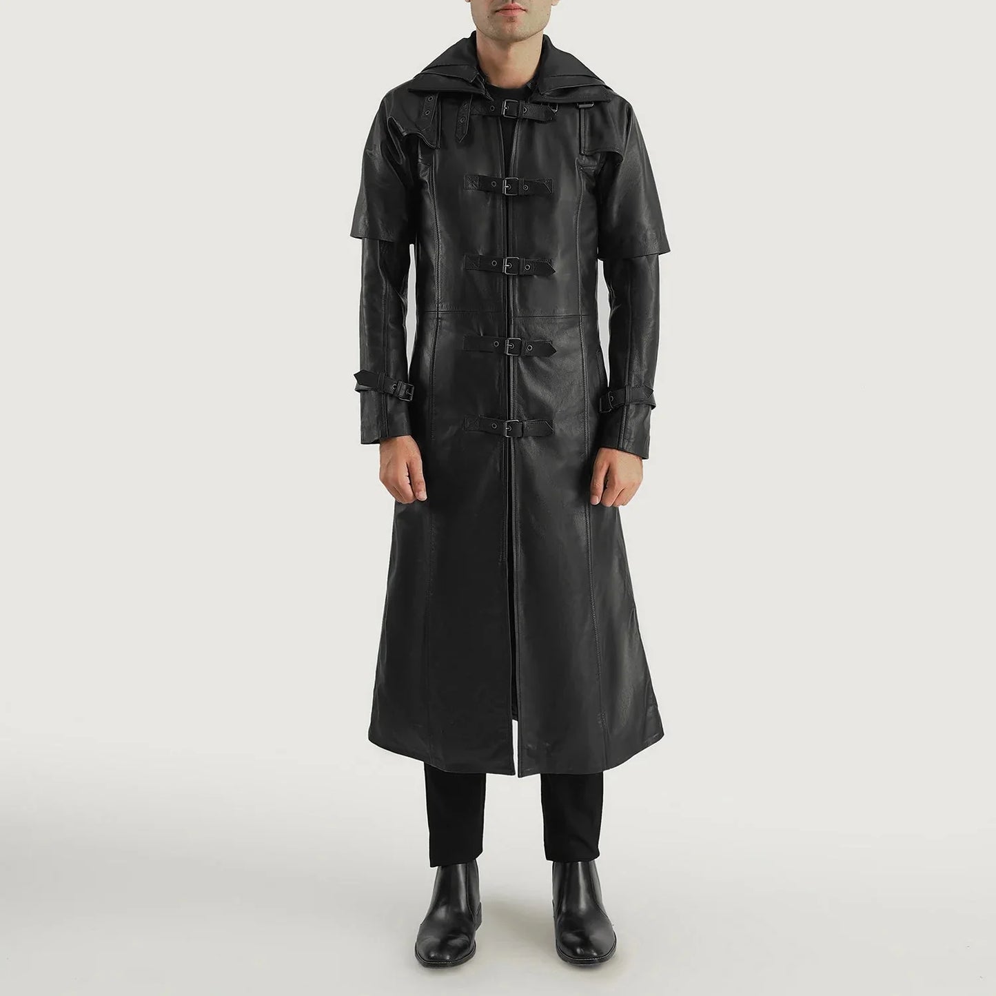 Huntsman Black Hooded Leather Trench Coat - Rare Leather