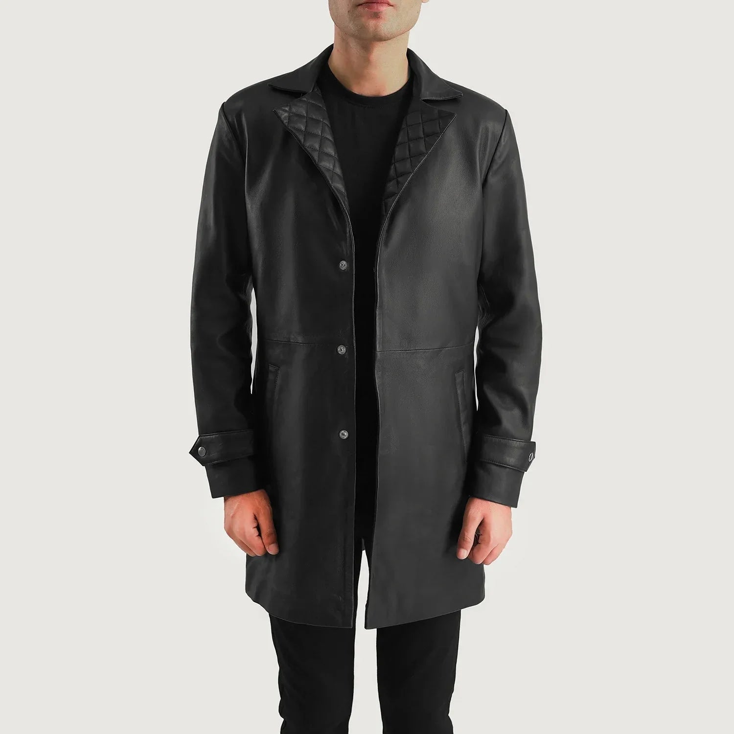Infinity Black Leather Coat - Rare Leather