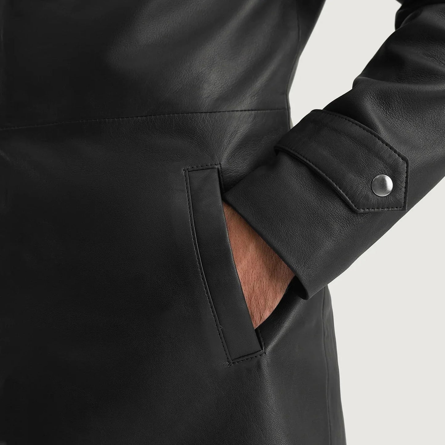 Infinity Black Leather Coat - Rare Leather
