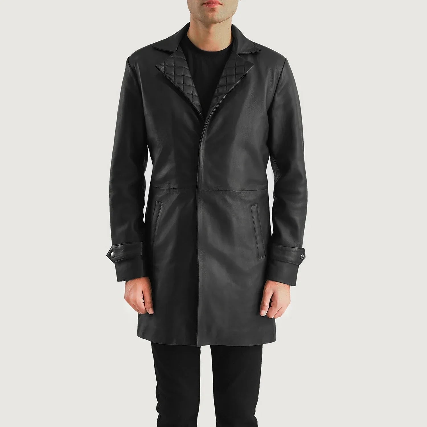 Infinity Black Leather Coat - Rare Leather
