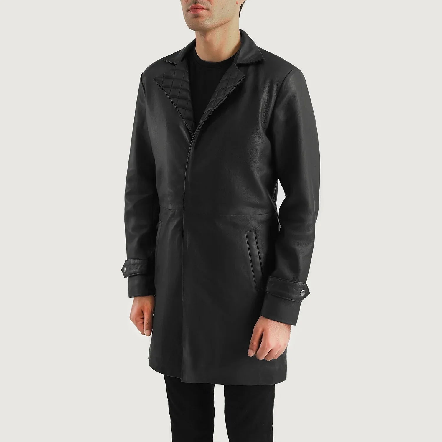 Infinity Black Leather Coat - Rare Leather