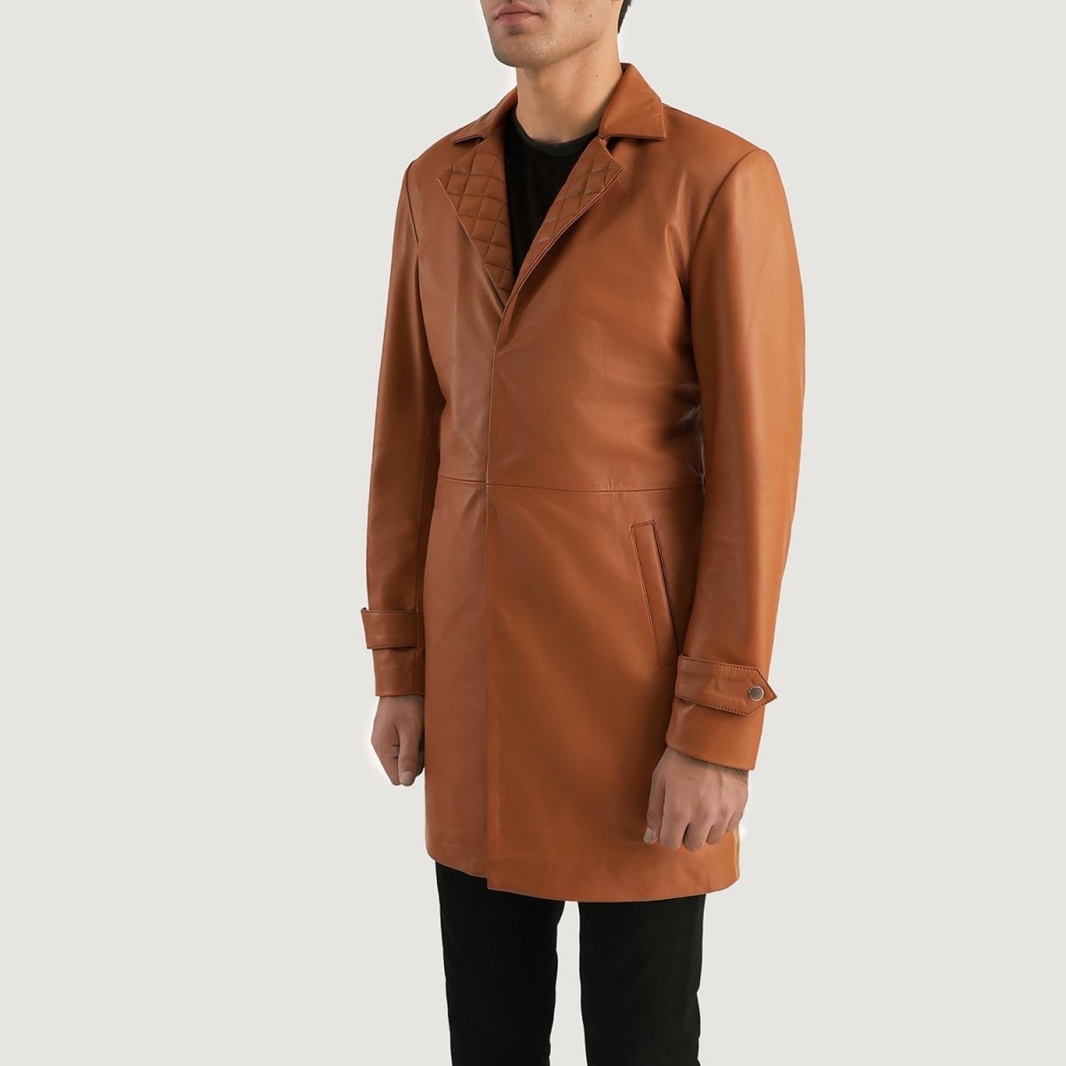 Infinity Tan Brown Leather Coat - Vox Leather