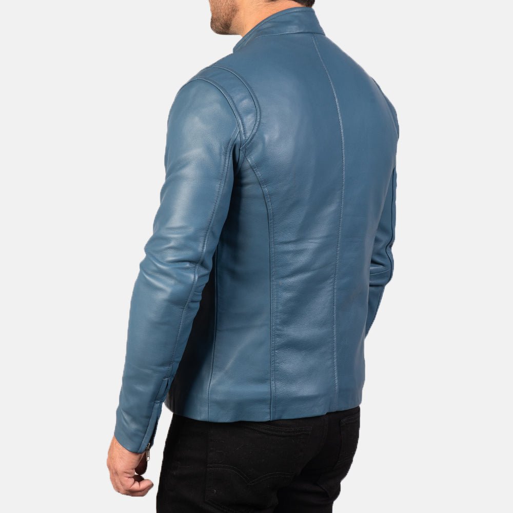 Ionic Blue Leather Biker Jacket - Rare Leather