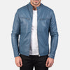 Ionic Blue Leather Biker Jacket - Rare Leather
