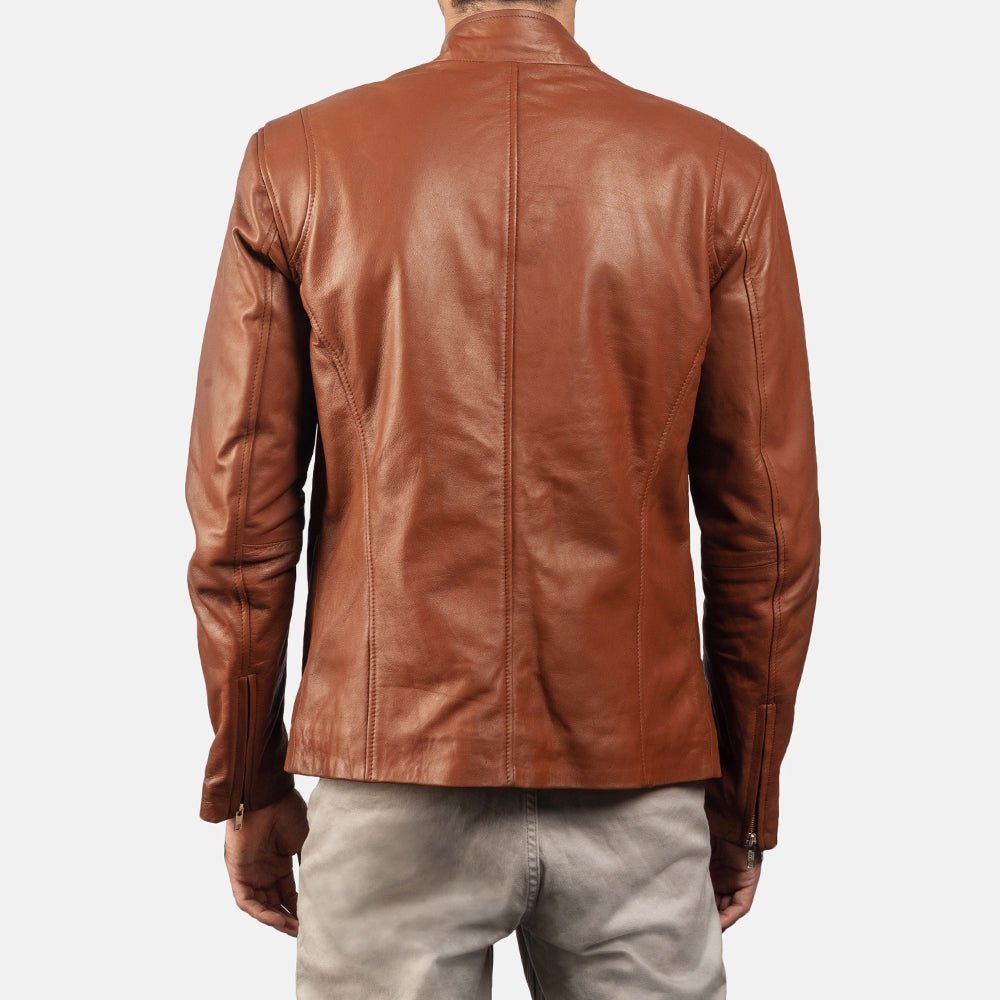 Ionic Brown Leather Biker Jacket - Vox Leather