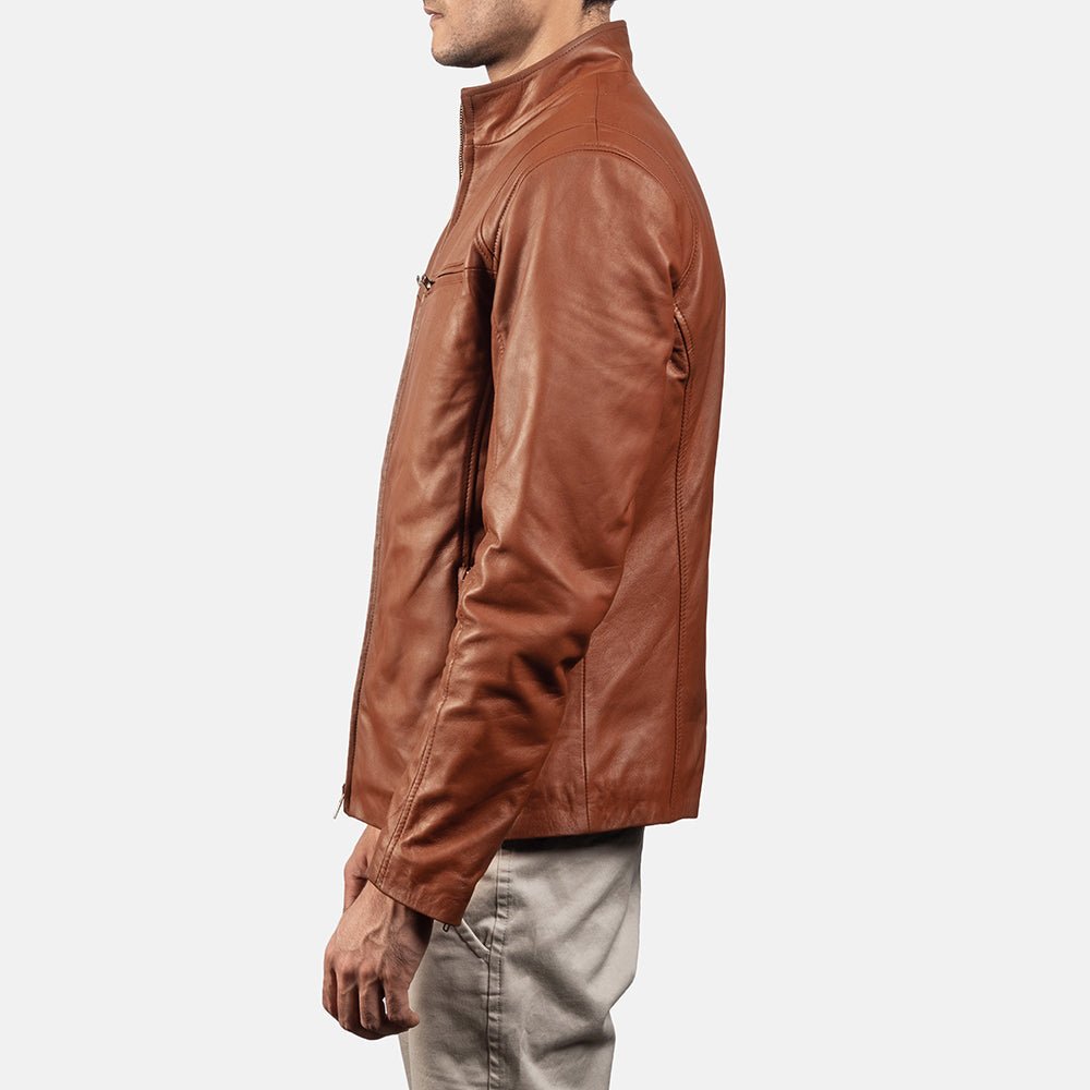 Ionic Brown Leather Biker Jacket - Vox Leather