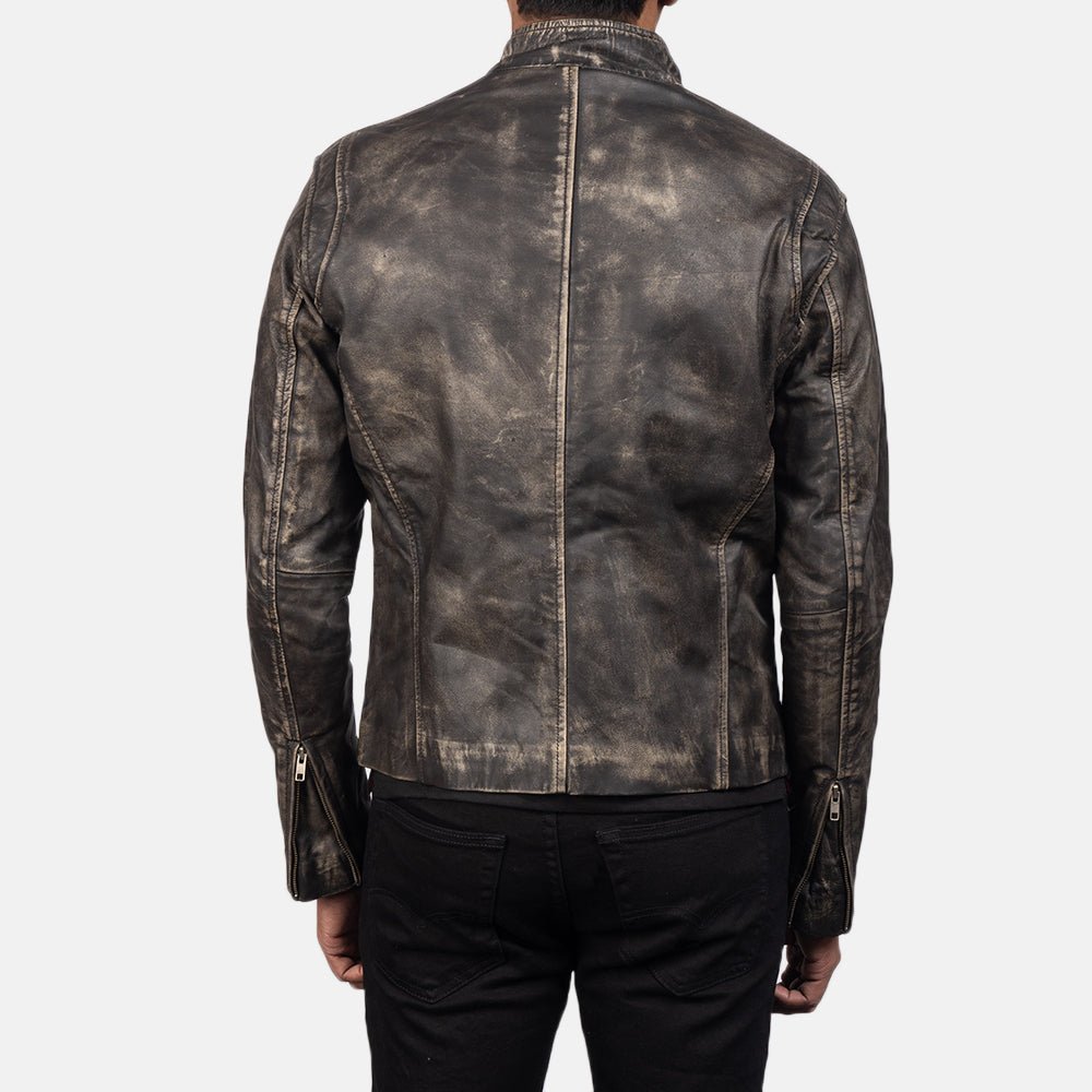 Ionic Distressed Brown Leather Biker Jacket - Vox Leather