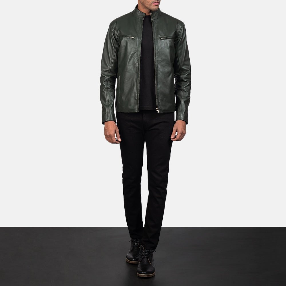 Ionic Green Leather Biker Jacket - Vox Leather