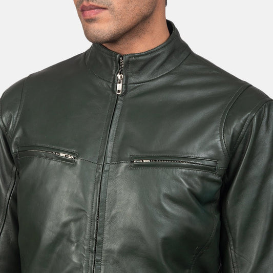 Ionic Green Leather Biker Jacket - Vox Leather
