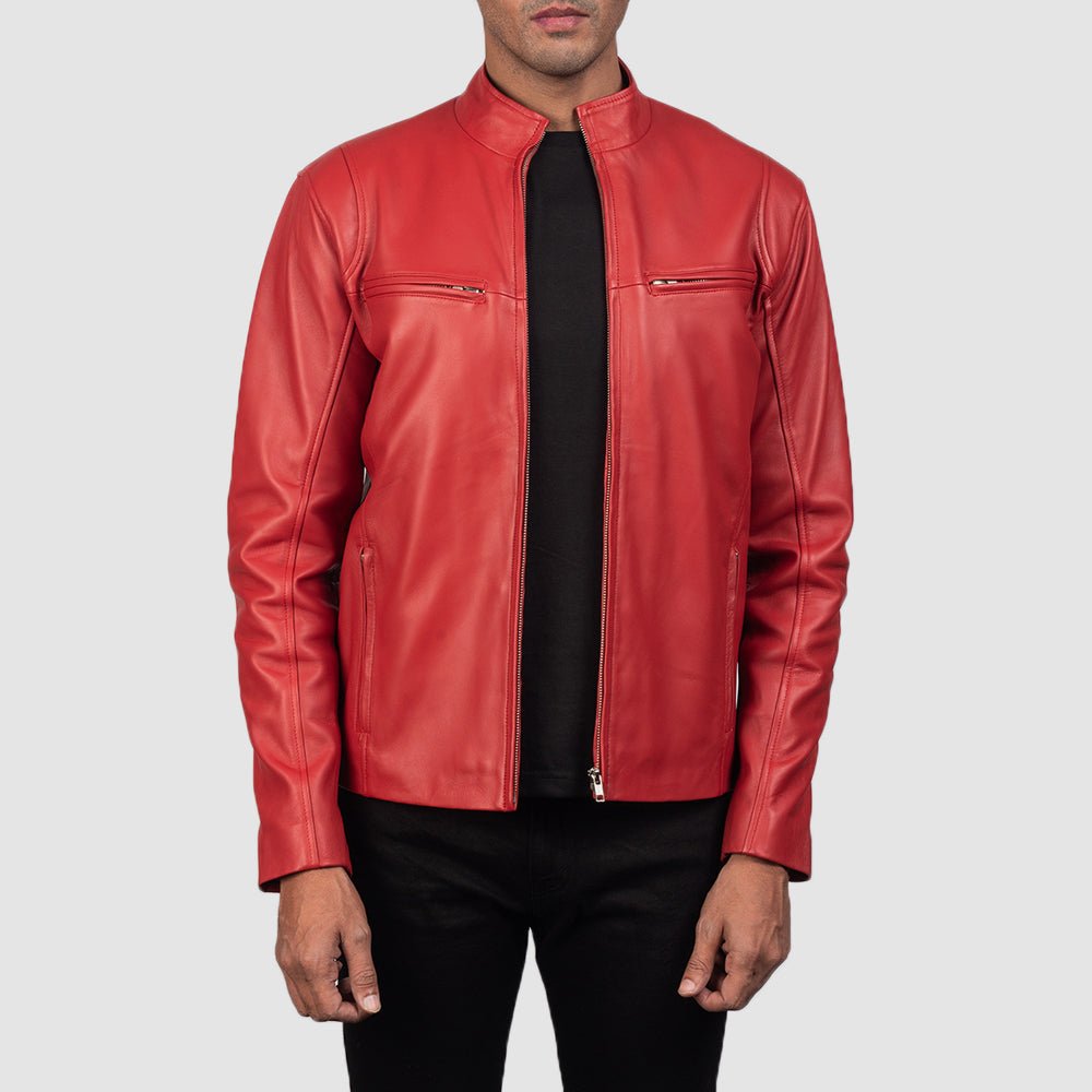 Ionic Red Leather Biker Jacket - Vox Leather