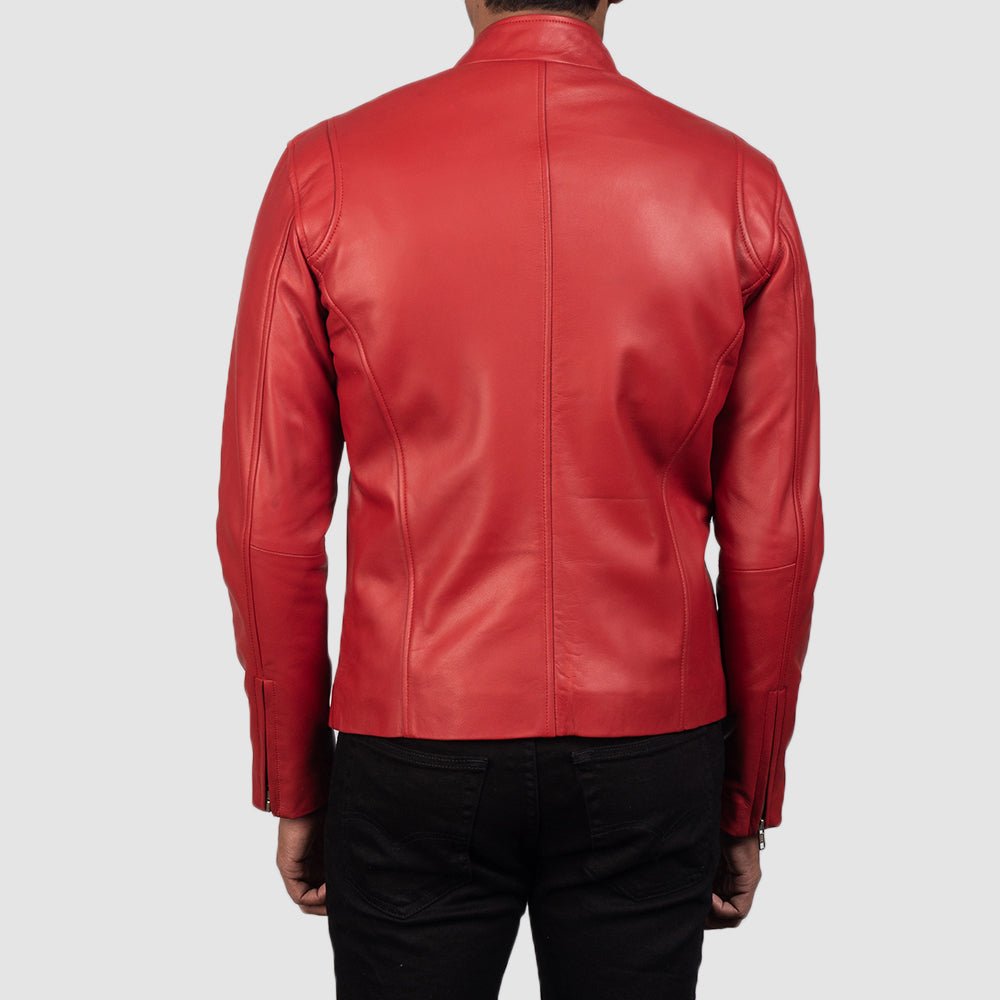 Ionic Red Leather Biker Jacket - Vox Leather