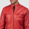 Ionic Red Leather Biker Jacket - Vox Leather
