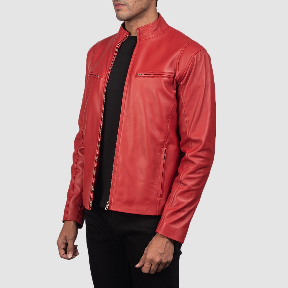 Ionic Red Leather Biker Jacket - Vox Leather