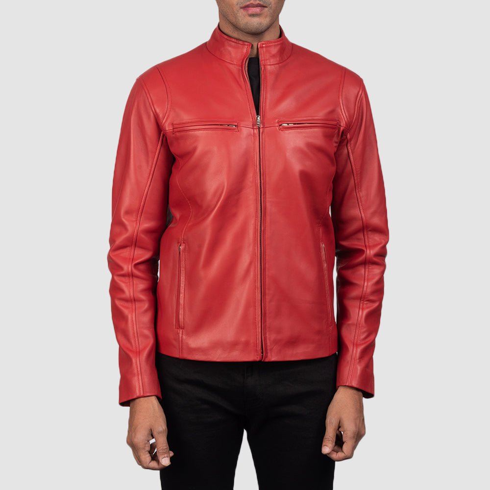 Ionic Red Leather Biker Jacket - Vox Leather