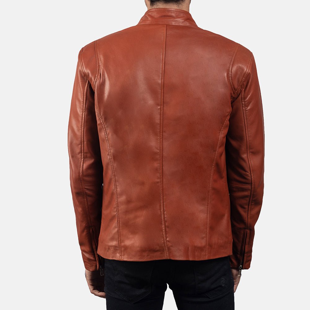 Ionic Tan Brown Leather Biker Jacket - Vox Leather