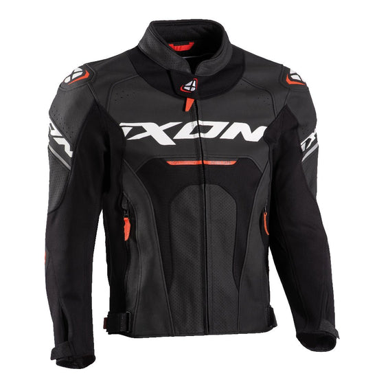 Jackal - CE Certified Class AAA Leather Racing Jacket (Black/Anthracite/Orange) - Vox Leather