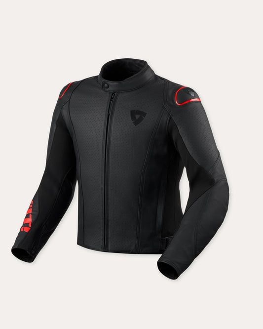 Jacket Quadratic | Black-Neon Red - Vox Leather