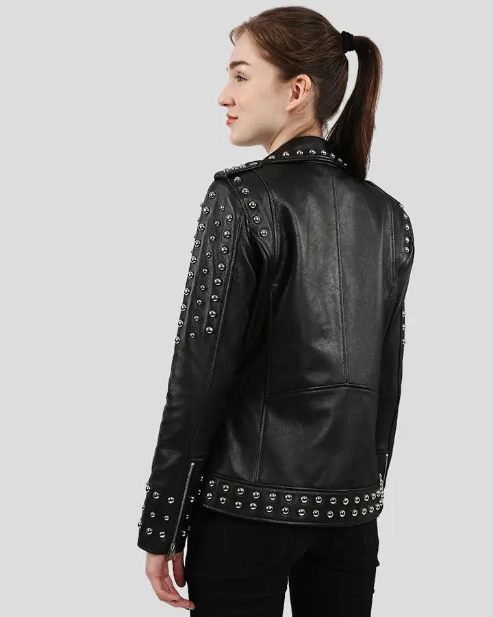 Jasmine Black Studded Leather Jacket - Rare Leather